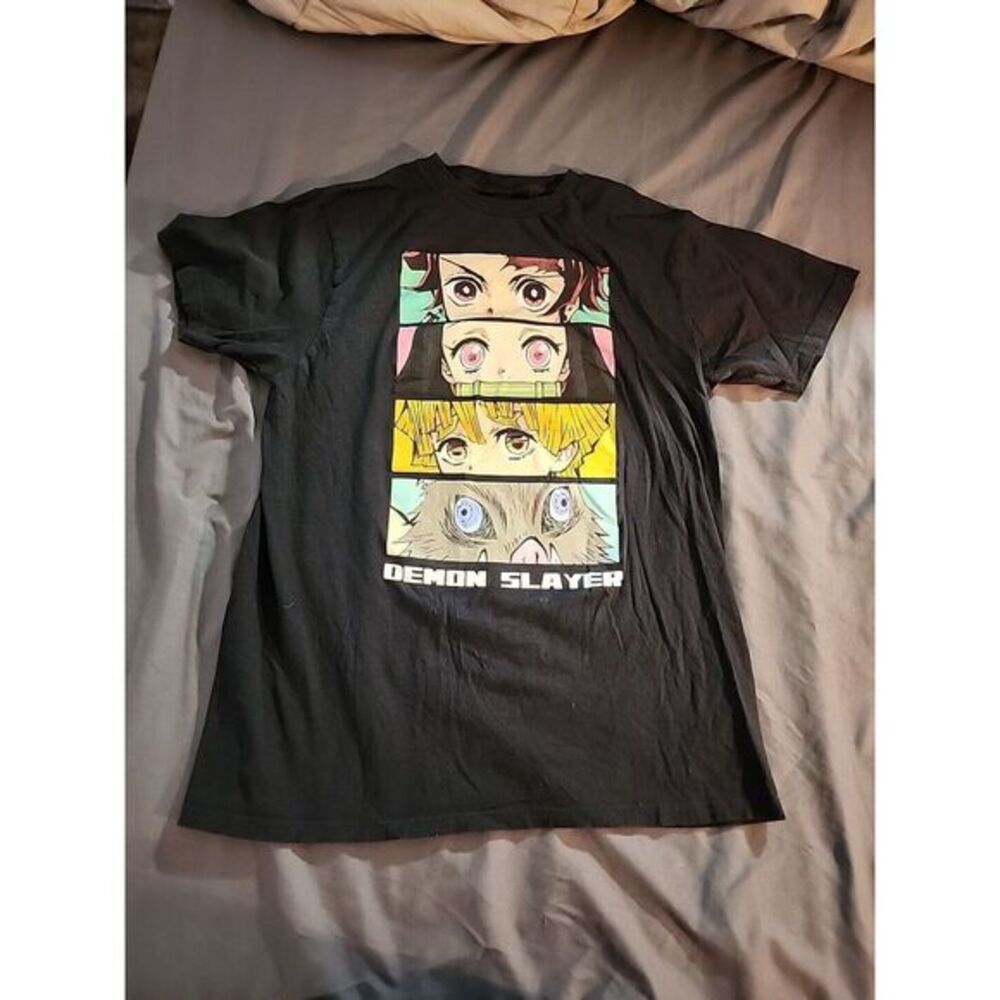 Demon Slayer Black Short Sleeve Graphic Anime Manga T-Shirt Size Large